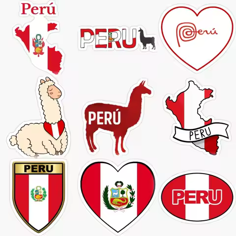 Peru Flag Map Emblem Alpaca Creative PVC Car Stickers for Van Bicycle Motorcycle Helmet Wall Decal A