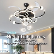 【In stock】[Starry Sky Fan Light] Ceiling Fan Light/LED Fan Light/Living Room Fan Light/Bedroom Fan L