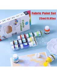 12 Colors Fabric Paint Set - 25ml/0.85oz Fabric Paints, Textile Paint For Clothing, DIY Crafts & Hom