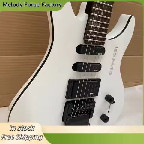 White Headless Electric Guitar 24 Frets SSH Pickups Satin Finished Floyed Rose Bridge Steinberger