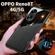 Casing For OPPO Reno 8T 5G Reno8 T 8 T Reno8T Reno8 4G 5G Phone Case with Metal Car Magnetic Hard Leather PC Back Cover
