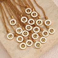 [Zior] 2021ใหม่สร้อยคอสแตนเลส PVD ชุบเปลือกกลวง26จี้สร้อยคอเล็กรอบจี้เหรียญเริ่มต้น