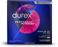 Durex Condom Performax Intense Natural Latex Condoms 24 Count Ultra Fine Ribbed Dotted with Delay Lu