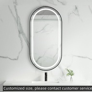 Intelligent Bathroom Mirror Oval Shaped Dimming Mirror Wall Mounted 3-color LED Light Source Washbas