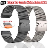26mm Stainless Strap For Garmin Fēnix 8 AMOLED 51mm Metal Band For Garmin Enduro 3 2 1 Parachute Buc