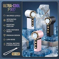 【199 Speed】ICE COOLING FAN 199 speed Ice Cooling Turbo Fan Portable Mini Handheld Fan with 199 Speed