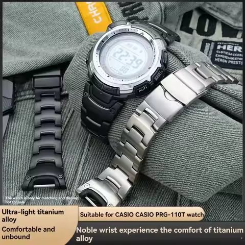 High quality Titanium alloy watchband for Casio PROTREK series PRG-110T/Y PRW-1300Y titanium metal w