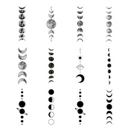 Black Geometry Tree Tattoo Sticker Moon Phase Arrow Temporary Fake Tatoo Waterproof Men Women Arm Sh