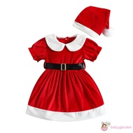 christmas BABYGARDEN-6months-4years Baby Girls Christmas A-line Dress Red Short Sleeve Doll Collar D