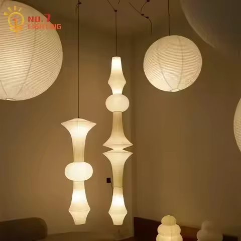 Japanese Wabi Sabi Pendant Lights LED E27 Noguchi Akari Rice Paper Ceiling Suspension Hanging Light 