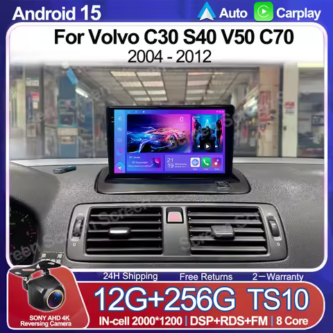 Android 15 For Volvo C30 S40 V50 C70 2004 - 2012 Car Radio Multimedia Video Player Bluetooth Mirror 