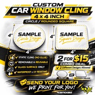 Custom Car Decal | Static Cling Logo Sticker | Removable Glass Decal | 2 for $15 Combo