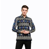 KEMEJA Heritage Royal Peach Ulos Men's Batik Shirt Slim Fit Longbiru (HAMAS 004 B)
