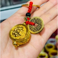 Feng Shui lucky five-coin gold cup keychain