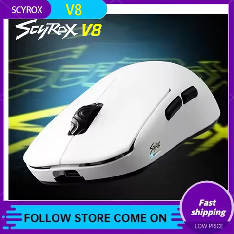 New Scyrox V8 Wireless Mouse Paw3950 8k Return Dual Mode E-Sports Mouse Ergonomics Accessory Compute