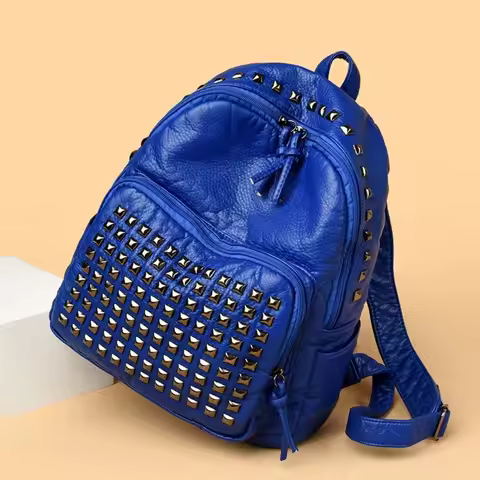 Super Cool Luxury Design Rivets Backpacks Soft Leather Large Capacity PU Backpacks Wear Resistant Pu