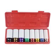 ❉8pcs Thin Wall Alloy Wheel Nut Socket Master Kit 1/2 Drive 15mm 17mm 19mm 21mm 22mm 24MM 27MM 1 ☞9