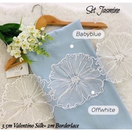 ‼️Kain Pasang Borderlace Bunga sesuai Baju kurung Abayaa Jubah Dress Kain Valentino Eksklusif Laceme