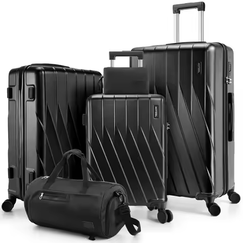 3/5-Piece Luggage Set 100% PC Hardshell Luggage Set with Spinner Wheels & YKK Zipper, TSA Lock, 20"/