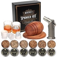 Whiskey Smoker Kit with Torch - 6 Flavors Wood Chips, 2 Glasses, 2 Ice Ball Molds - Cocktail Smoker 