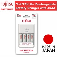 FUJITSU 2HR Quick Charger with 4 AA Ni Mh Rechargeable batteries Set