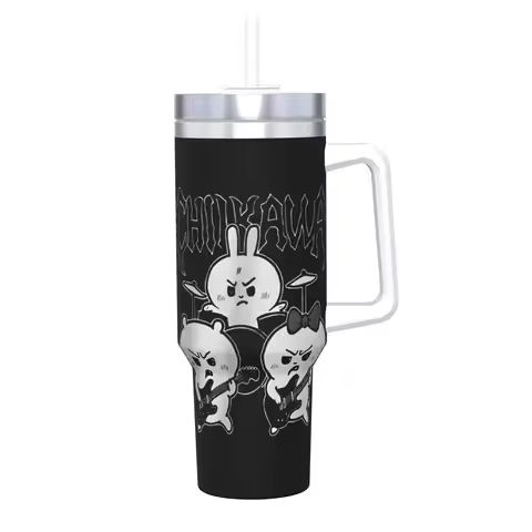 Metal Band Chiikawa Hard Rock 40oz Vacuum Insulated Tumbler Japan Anime Mugs Straw Lid Portable Larg