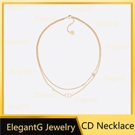 CD Necklace PETIT CD Double Chain Necklace Star Charm Inlaid With White Crystals 38+5CM