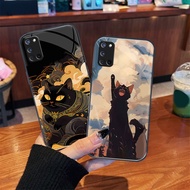 Cat B oil painting OPPO A92,OPPO A92 2020,OPPO A93 2020,OPPO A94 tempered glass case High quality gl