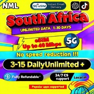 🇿🇦NML South Africa eSIM 5G 3-15 Days DailyUnlimited Full-Speed Data eSIM South Africa | Best Value a
