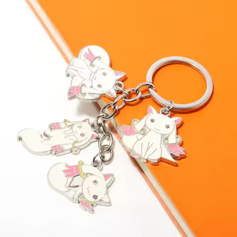 Anime Puella Magi Madoka Magica Keychain Cute Incubator Kyubey Pendant Keyring For Women Men Backpac
