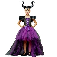 WGBDisney ฮาโลวีนเครื่องแต่งกาย Maleficent Tutu Wednesday วันพุธชุดสำหรับสาวคอสเพลย์ Evil Queen สีดำ