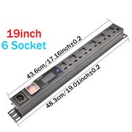 ปลั๊กไฟ Rack Mount PDU Power Strip แสดงโวลต์มิเตอร์สวิตช์แอมป์มิเตอร์ 2-10 ช่องซ็อกเก็ตสากล C14 พอร์