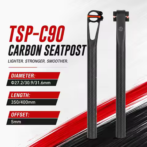 TOSEEK Ultralight Carbon Fiber Bike Seatpost 5/25mm Setback Hollow Design for Road MTB Bicycle