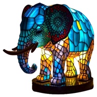Animal Table Lamp Dyed Resin Elephant Lamp Desktop Night Light Table Night Light 3D Stained Animal N