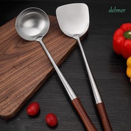DELMER Wok Shovel Home Kitchen Kitchenware Stainless Steel Lengthened Cooking Spoon