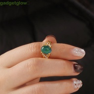 GADGETGLOW​ Retro Adjustable Mood Rings, Oval Moon Stone Changing Color Ring, Creative Temperature C