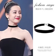 long necklace necklace for women necklace for men Non-Fading European American Style Trendy Black PU