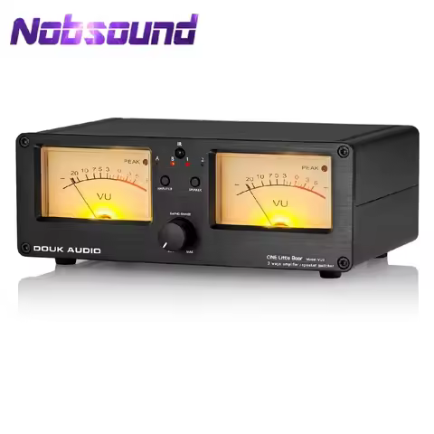 Nobsound Dual Analog VU Meter DB Panel Display 2-way Amplifier / Speaker Audio Switcher Box Selector