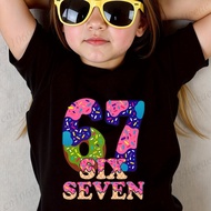 Children Brainrot Style Six Seven 67 Graphic T Shirt Cute Cartoon Short Sleeve Tee