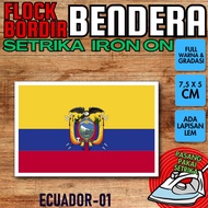 Flock iron-on iron Badge Patch Embroidered National Flag - ECUADOR EQUADOR [01]