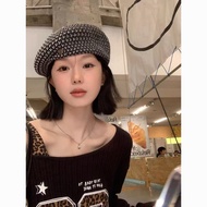 Hand-Knitted Beret Female Spring Autumn Fashionable All-Match Octagonal Hat Showing Face Small Big H