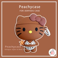 3D Cartoon Cute Wave Point Bikini Hello Kitty Silicone Earphone Case Compatible for Airpods 1 2 3 4 