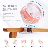 [✅SG Seller] Multifunctional rotor fan, USB charging model, clip fan with light, mini portable 360° clip fan Bedroom fan