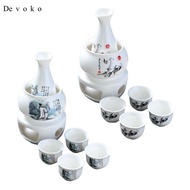Devoko Ceramic Sake Set with Warmer Warm Sake Carafe for Tea Party