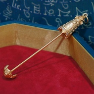 Ancient Method Gold Color Retro Dzi Beads Inlaid Palace Universal Empty Holder Yellow God of Wealth 