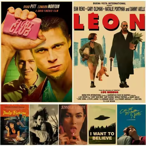 Vintage Movie Posters Retro Canvas Painting Fight Club/Leon Poster Classic Film Retro Home Room Cine