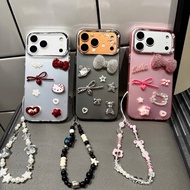 Titanium matte case with metal camera border MORE BIG BOW CAT BEAR STAR WITH STRAP with square edge 