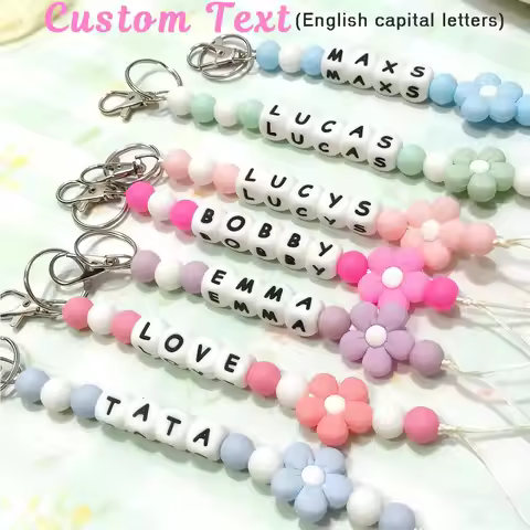 1 piece of personalized flower silicone keychain, bag/cup charm, unique custom keychain, birthday gi