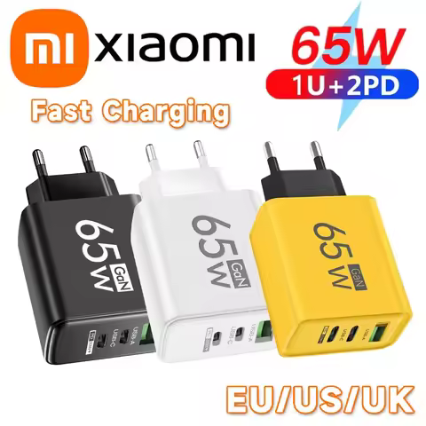 Xiaomi Original 65W Fast Charging Mobile Phone Charger 5A Fast Charging Cable 3 Port USB Type C For