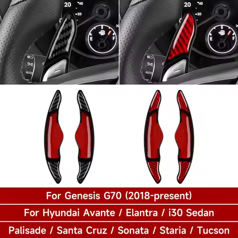 Car Steering Wheel Paddle Shift. Carbon Fiber Sticker For Hyundai Avante Elantra i30 Palisade Santa 